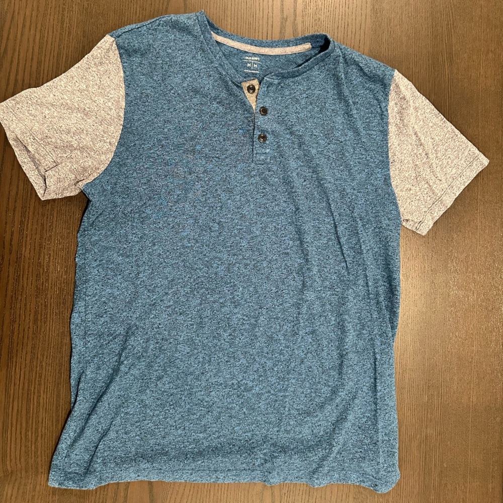 Old Navy Blue and Gray Buttoned Henley